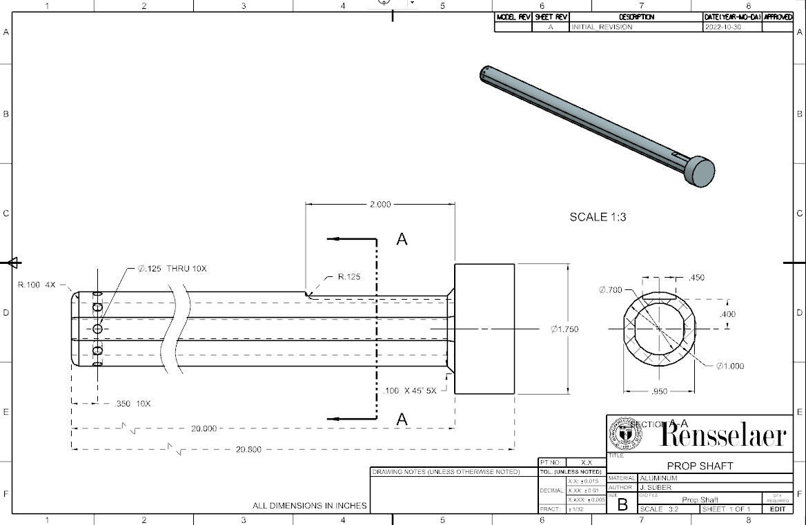 Prop Shaft Drawing